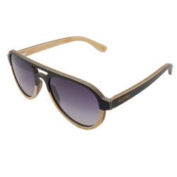 Gafas de sol de madera, hechas de bambú laminado negro, estilo aviador